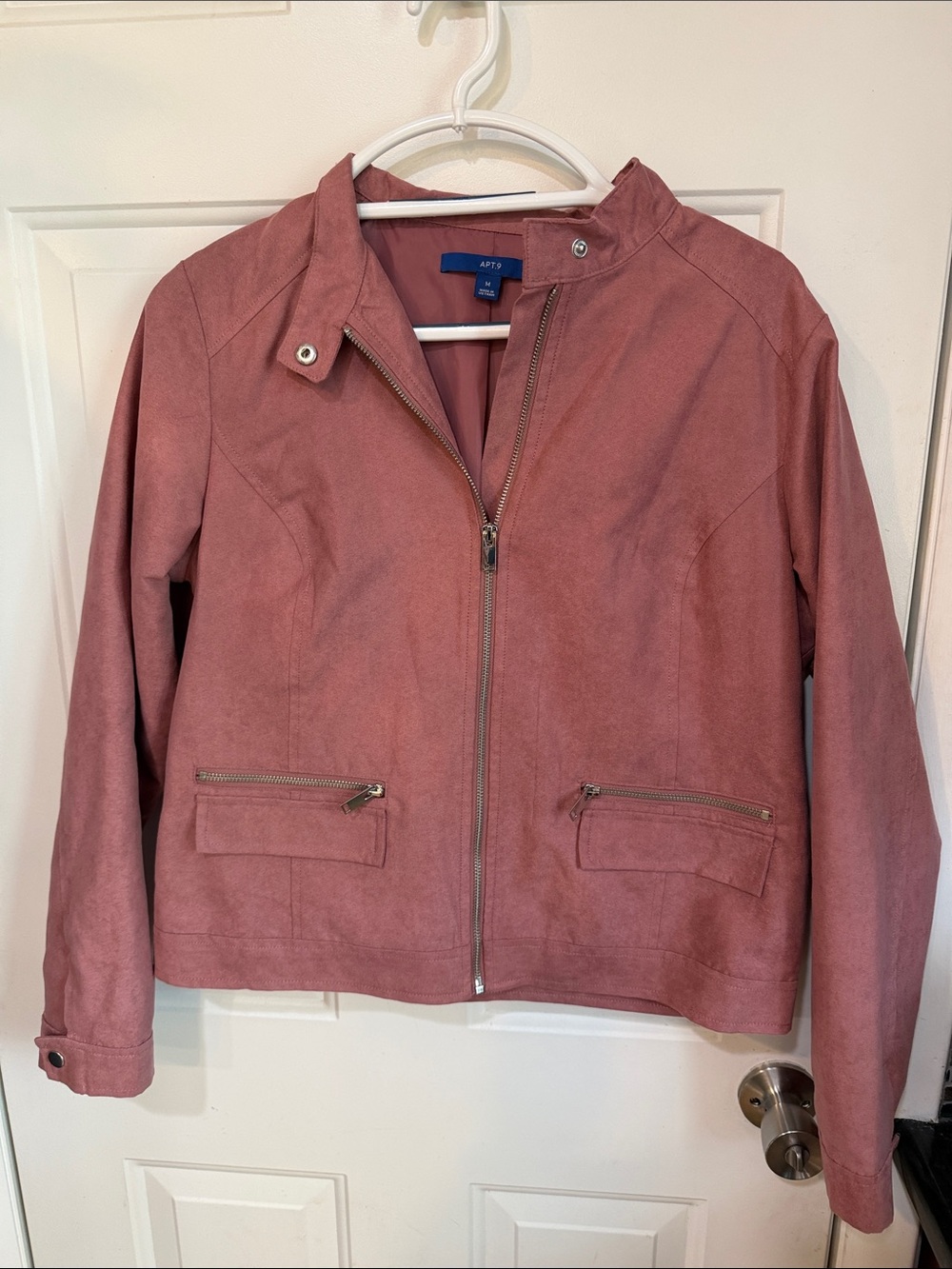 Apt. 9 Dusty Rose Faux Suede Zip Jacket, size medium